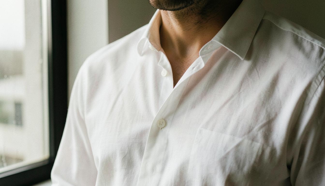 Lightweight breathable linen shirt fabric for humid weather